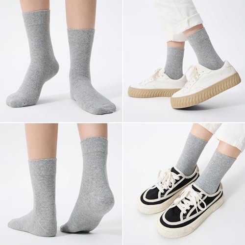 Women's Thin Cotton Socks,Soft Cotton Bootie Socks Women Above Ankle Crew Socks (6-Pairs With Present Box)