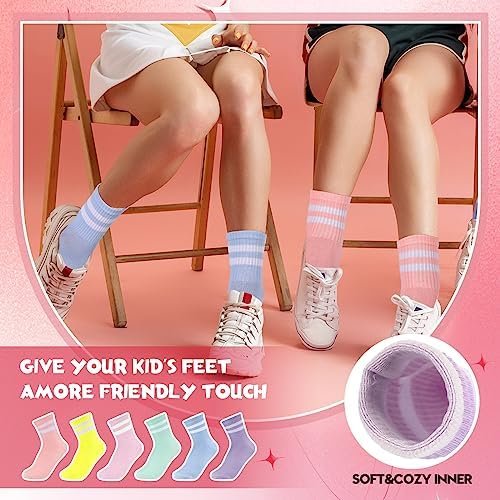 6 Pairs Neon Socks Neon Striped Crew Socks Tube Socks Striped Socks Men Women Ankle Socks Athletic Socks Short Socks