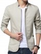 Men's Fall Stand Collar Jacket Regular Solid Colored Daily Long Sleeve Black Yellow Navy Blue Beige