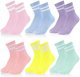 6 Pairs Neon Socks Neon Striped Crew Socks Tube Socks Striped Socks Men Women Ankle Socks Athletic Socks Short Socks