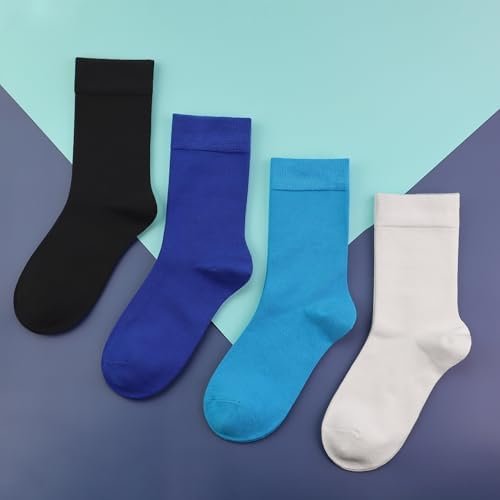 Men's Colorful Combed Cotton Crew Socks Viscose– Dress Neon Vivid Color Crazy Fashion Socks 4-PACK