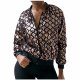 Womens Casual Geometric Sequined Cardigan Coat Zipper Open Front Jacket Gold