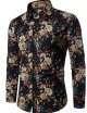 Men's Floral Shirt Print Long Sleeve Going Out Slim Tops Linen Boho Spread Collar Black/Club