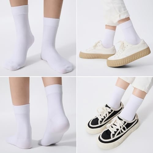 Women's Thin Cotton Socks,Soft Cotton Bootie Socks Women Above Ankle Crew Socks (6-Pairs With Present Box)