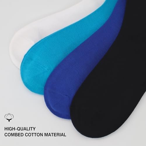 Men's Colorful Combed Cotton Crew Socks Viscose– Dress Neon Vivid Color Crazy Fashion Socks 4-PACK