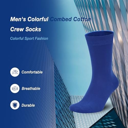 Men's Colorful Combed Cotton Crew Socks Viscose– Dress Neon Vivid Color Crazy Fashion Socks 4-PACK