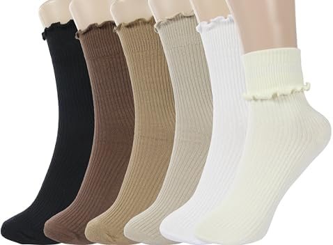 Ruffle Socks Women - Turn-Cuff Frilly Sock - Lightweight Cotton Socks