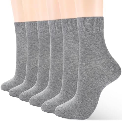 Women's Thin Cotton Socks,Soft Cotton Bootie Socks Women Above Ankle Crew Socks (6-Pairs With Present Box)